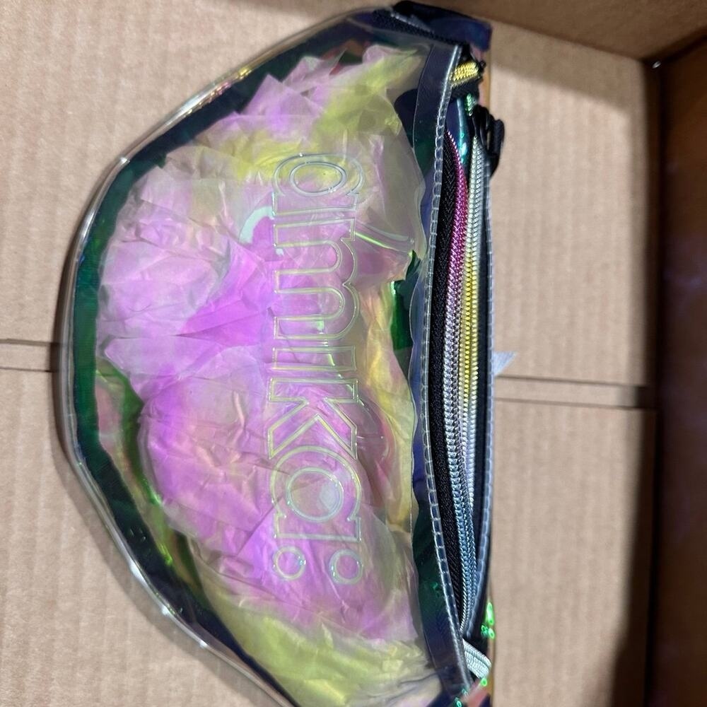 AMIKA Pink Opalescent Bag w Punk Rock Zipper Pull fannie pack bag